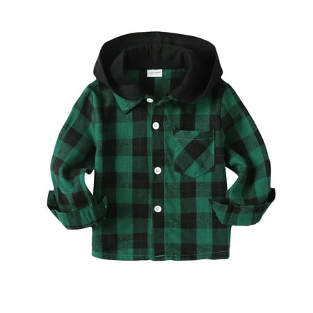 

KIMI BEAR Toddler Boys Outfits 3T Infant Boy Fall Winter Tops 4T Infant Boy Durable Checkboards Prints Long Sleeve Hoodie Sweater Coat Green