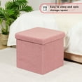 thumbnail image 6 of PINPLUS 15.7" Folding Storage Ottoman Sherpa Fabric, Perfect for Living Room and Bedroom Storage Solutions,Pink, 6 of 12
