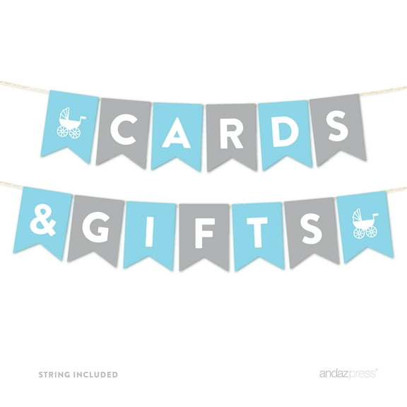 Cards & Gifts Gray Boy Baby Shower Hanging Pennant Garland Party Banner