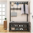 thumbnail image 1 of Entryway Coat Rack Shoe Bench 3 in 1 Hall Tree with Shoe Rack for Entryway Umbrella Holder Entryway Bench Top Shelf Accent Furniture Carbon Steel Frame Rack (Color : Black, Size : 60CM), 1 of 1
