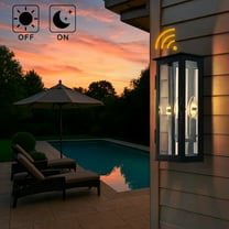 1 Light H12 in. Modern Matte Black Outdoor Wall Light with Dusk-to-Dawn Sensor Simplicity Exterior Wall Sconce with Clear Glass Shade for Porch Garden