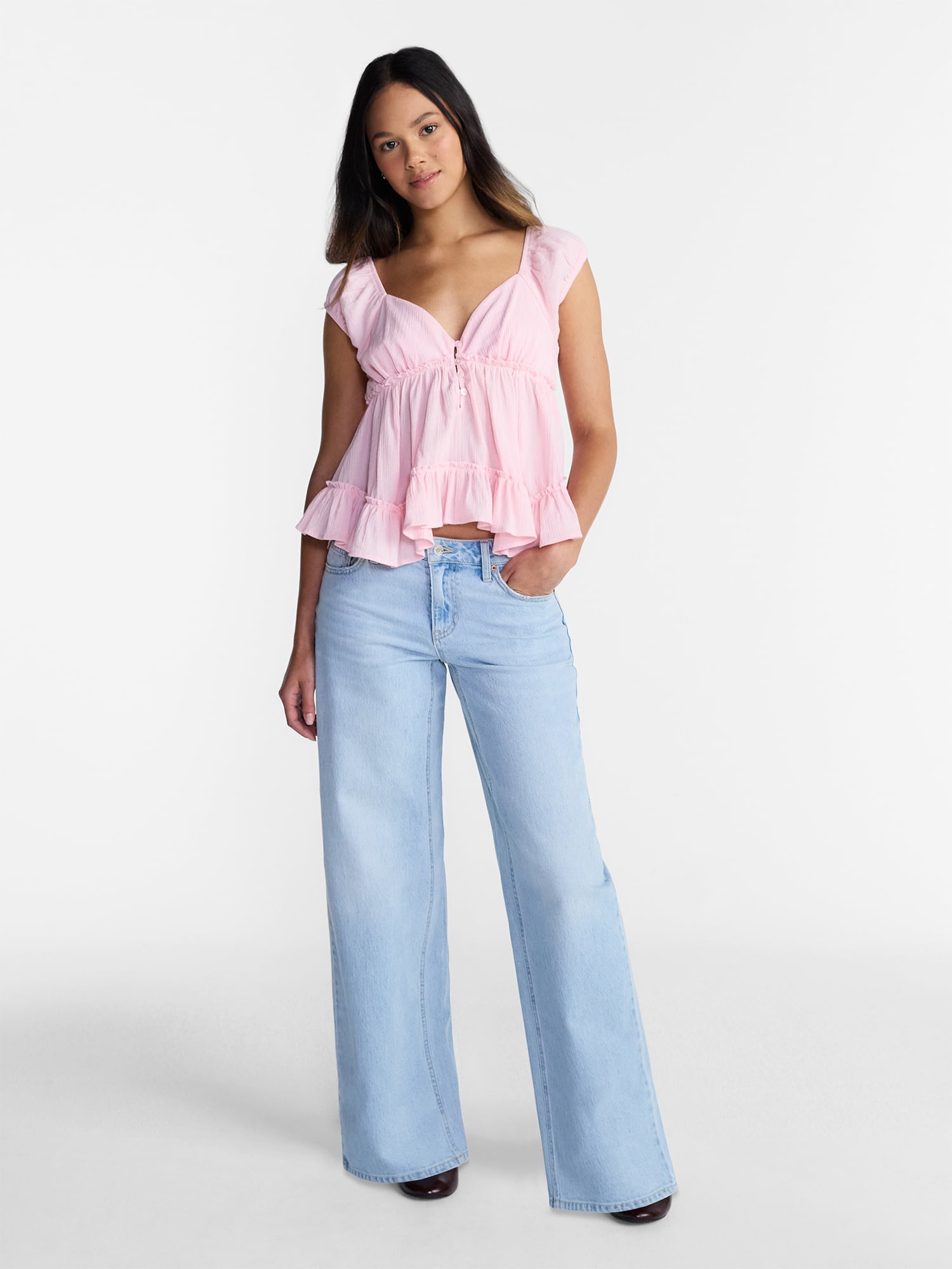 No Boundaries Mid Rise Baggy Jeans, 29", 31", 33" Inseams, Women'sand Women's Plus Sizes 00-24W