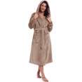 thumbnail image 1 of Women Plush Fleece Robe Long Warm Bathrobe Shawl Collar/Hood, 1 of 6