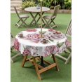 thumbnail image 5 of Outdoor Tablecloth with Umbrella Hole Zipper Pink Floral Round Tablecloth 60" Waterproof Outside Table Cloth Spring Summer Modern Flower Leaf Patio Table Cover Tablecloths for Picnic Party, 5 of 8
