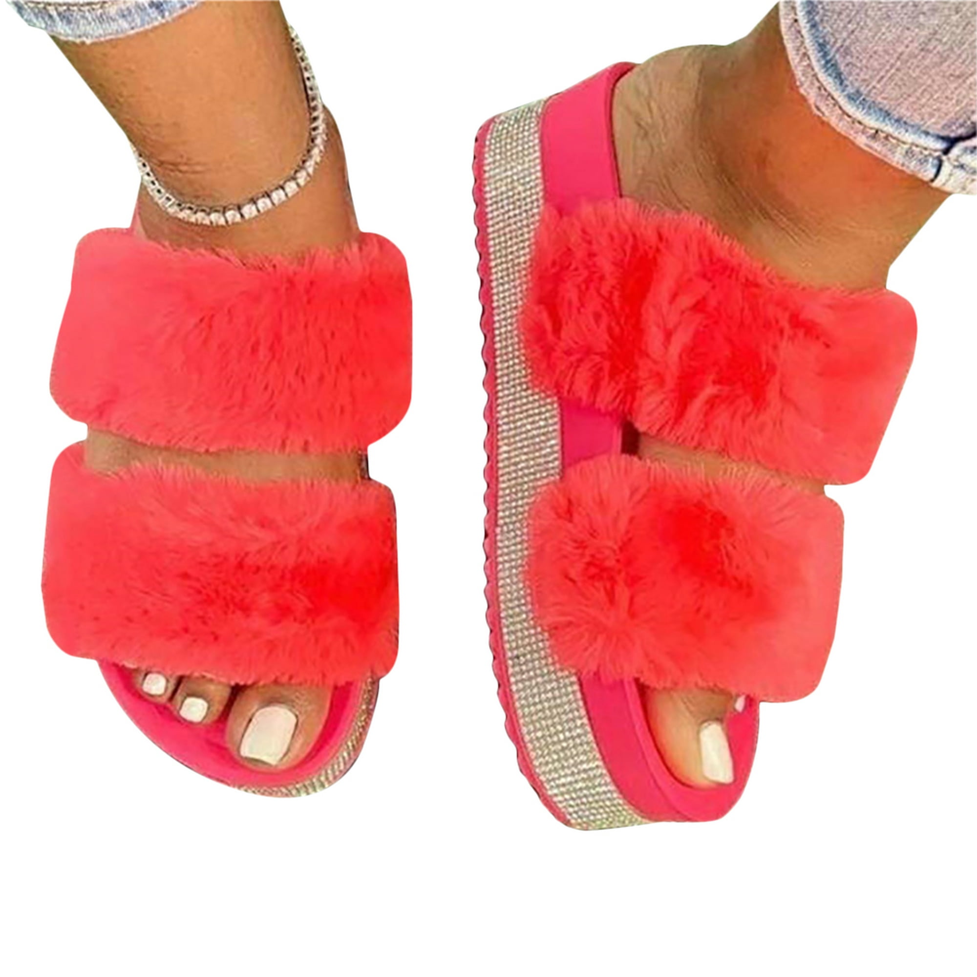 fluffy platform sandals