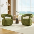 thumbnail image 3 of CQSXDA Chenille Fabric Swivel Accent Armchair, Barrel Leisure Chair With Curved Backrest, 22-Inch Seat Depth, Green, 3 of 14