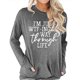 thumbnail image 3 of Jersey de cuello redondo para mujer, jersey de manga larga transpirable con patrón de alfabeto, Tops para mujer con bolsillo para uso diario, gris claro XXL, 3 of 6