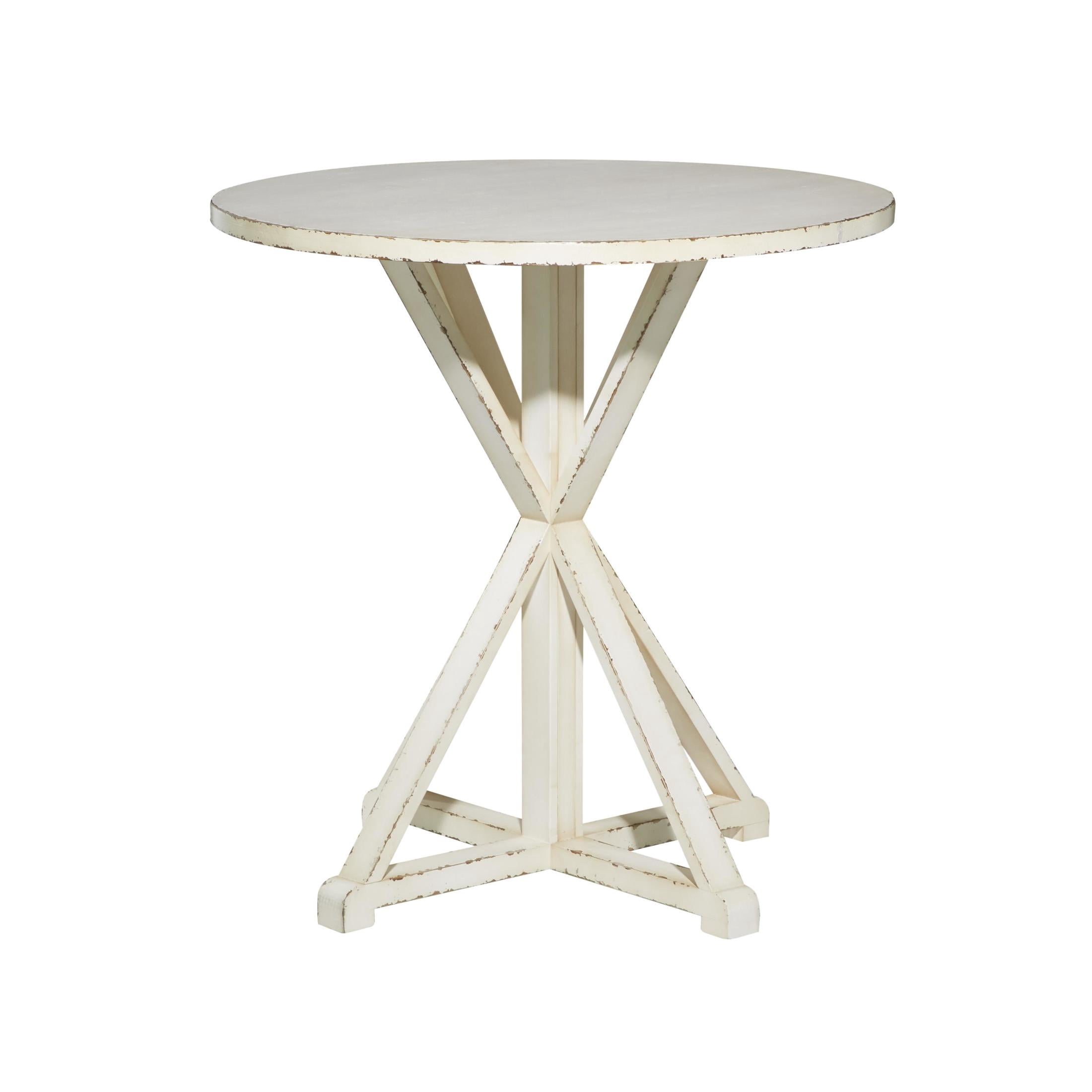 DecMode 29" x 31" White Wood Accent Table with X Shaped Legs, 1-Piece