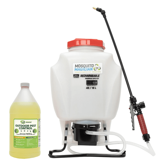 Battery Backpack Sprayer with 1 Gallon Mosquito Magician Concentrate
