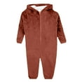 thumbnail image 2 of Family Hooded Footless Jumpsuits Long Sleeve Solid Color Fleece Sleepwear Cozy Family Matching Homewear Pajamas for Women Men and Kids, 2 of 4