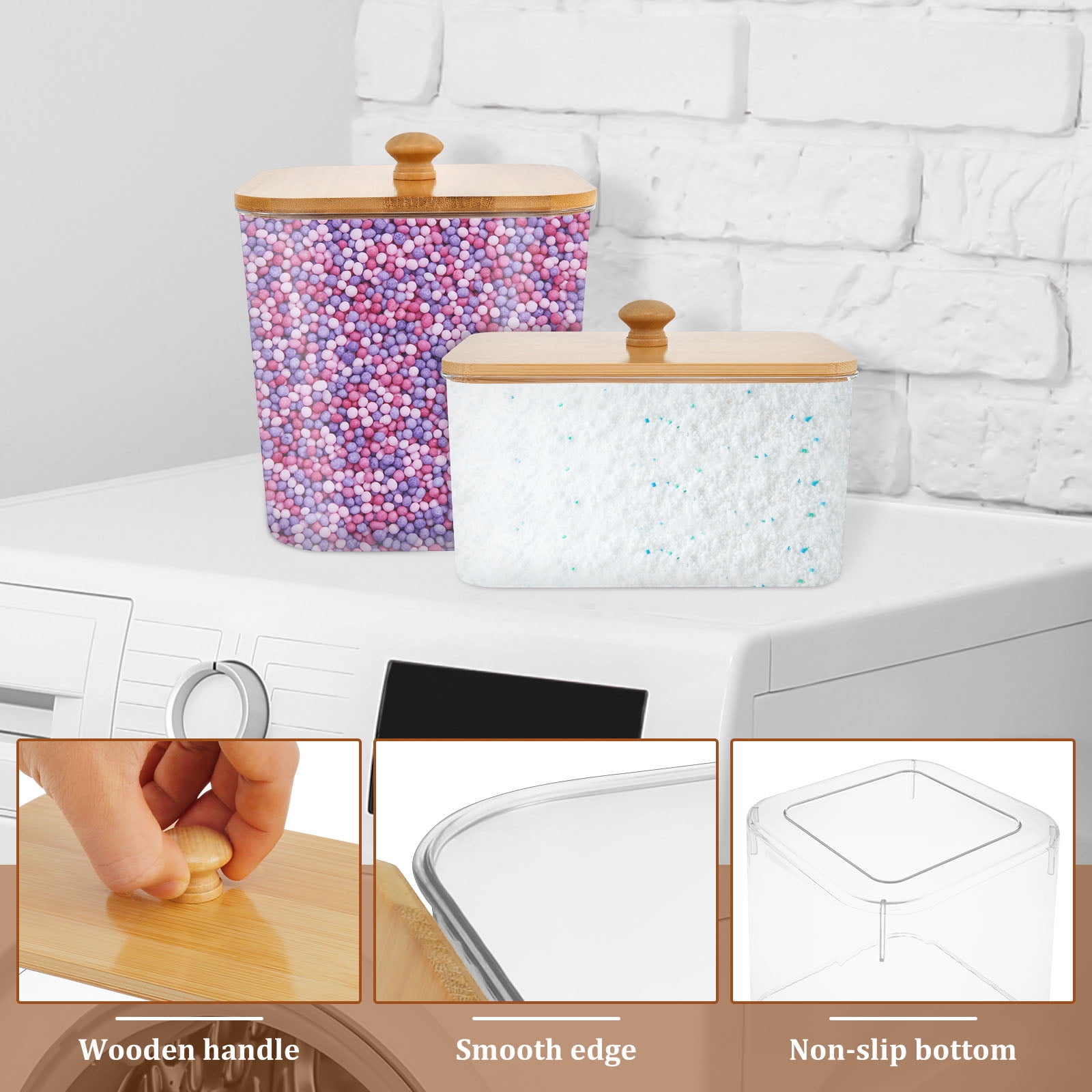 4 Pcs Laundry Powder Container with Lid Clear Dryer Sheet Holder Large Opening Reusable Organization Containers for Scent Booster