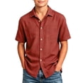 thumbnail image 3 of SDNall Boys Lapel Collar Button Up T Shirt, Solid Preppy Causal Tops,School Events Daily Wear Short Sleeve Tees for Boys 5-15 Years, 3 of 7