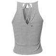 thumbnail image 3 of A2Y Women's Solid High Neck Racer-Back Cotton Spandex Crop Top Heather Grey M, 3 of 6