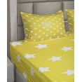 thumbnail image 4 of Ambesonne Yellow Fitted & Top Sheet Set with Shams, Vibrant Stars Fun Retro, White Yellow, 4 of 5