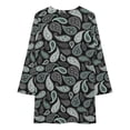 thumbnail image 3 of Grey Black Bandana Paislry Pattern Loose Dress Evening Dress Summer Dresses for Women Luxury Dress Long Sleeved Dress, 3 of 4