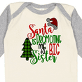 thumbnail image 4 of Inktastic Santa is Promoting Me to Big Sister Green Plaid Tree Girls Long Sleeve Baby Bodysuit, 4 of 5