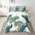 YST Peacocks Bedding Queen Size 7pcs, Pine Tree Leaves Comforter Set