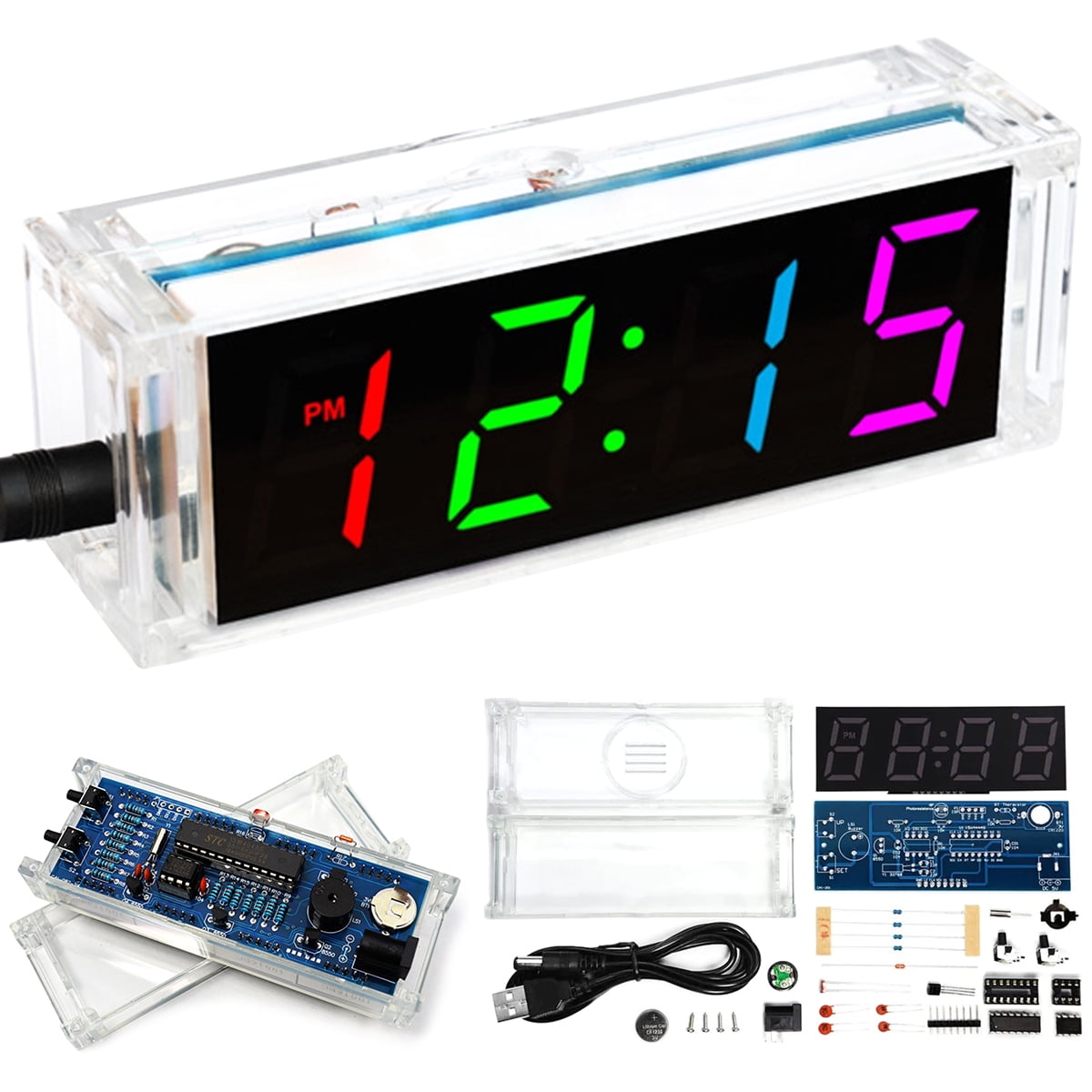 IXTIX DIY Electronic Clock Kit LED Digital Electronic Alarm Clock Kit 4