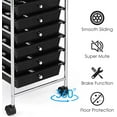 thumbnail image 4 of VibrantEcho 10-Drawer Rolling Storage Drawer Cart, Utility Cart with Removable Drawers & Metal Frame, Mobile Art Craft Drawer Cart with Lockable Wheels for Home, Office, Studio, School, Black, 4 of 14