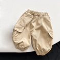 thumbnail image 2 of Fesfesfes Infant Baby Pants Solid Color Work Pants Elastic Waist Pants Loose Pants For Newborn Baby, 2 of 3