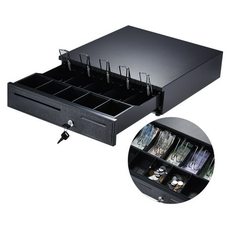 Heavy Duty Electronic Cash Drawer Box Case Storage 5 Bill 5 Coin Trays Check Entry Support Auto Manual Open Key-lock RJ11 for Epson Star POS Printer Money Register - Coin Tray Adjustable (Best Check Register App For Iphone)