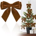 thumbnail image 3 of 5pc Brown Velvet Bows for Tabletop Décor, Mini Accents for Mantel Displays, Coffee Tables, Shelves, Centerpieces and Cozy Seasonal Vignettes, 1.38 x 1.38 in, 3 of 5