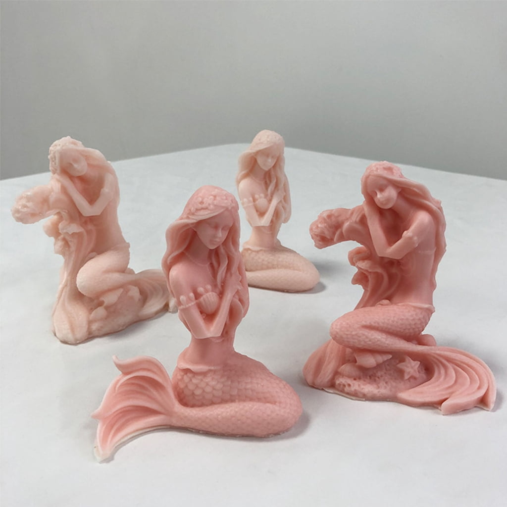 Oasiva 3D Mermaids Shape Candle Mold Unique Mermaids Aromatherapys Gypsum Ornament Mold