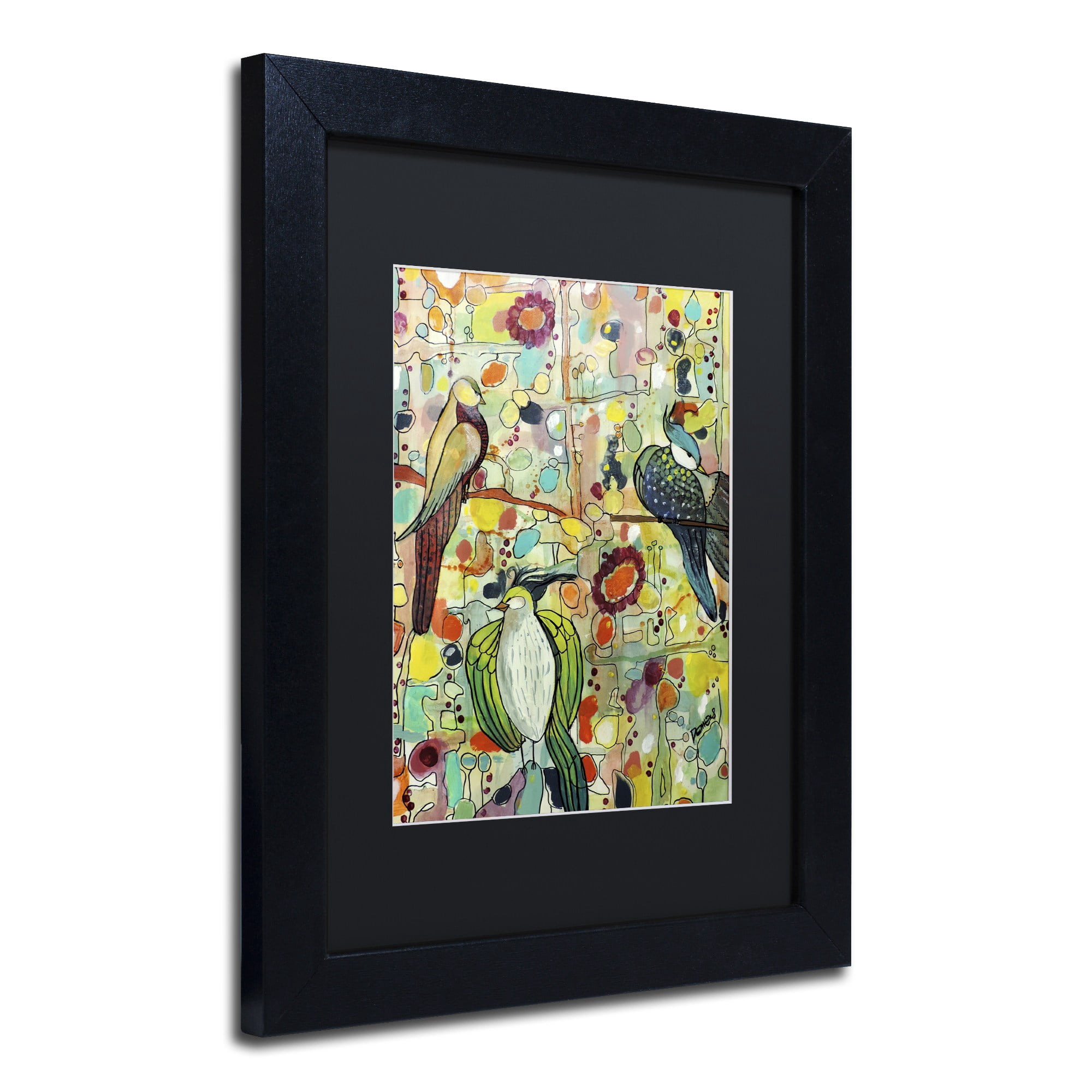 Sylvie Demers 'Assembl茅e' Black Matted Framed Art
