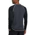 thumbnail image 3 of Tyhengta Men's Long Sleeve Swim Shirts Rashguard UPF 50+ UV Sun Protection Shirt Athletic Workout Running Hiking T-Shirt Swimwear CharcoalGray/Black S, 3 of 8