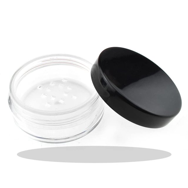 Hahiyo 4 unidades de 10 ml/0,34 oz de plástico vacío de viaje en polvo contenedor pequeño polvo suelto estuche compacto maquillaje tarro cosmético caja de polvo recargable sin fugas soporte de polvo c