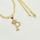 thumbnail image 1 of Cadena cubana de oro delimitada de 14 k con colgante de letra inicial, collar de Aria Jeweler, 1 of 5