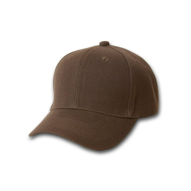 Fitted Hats - Plain Fitted Curve Bill Hat, Brown 7 1/8 - Walmart.com ...