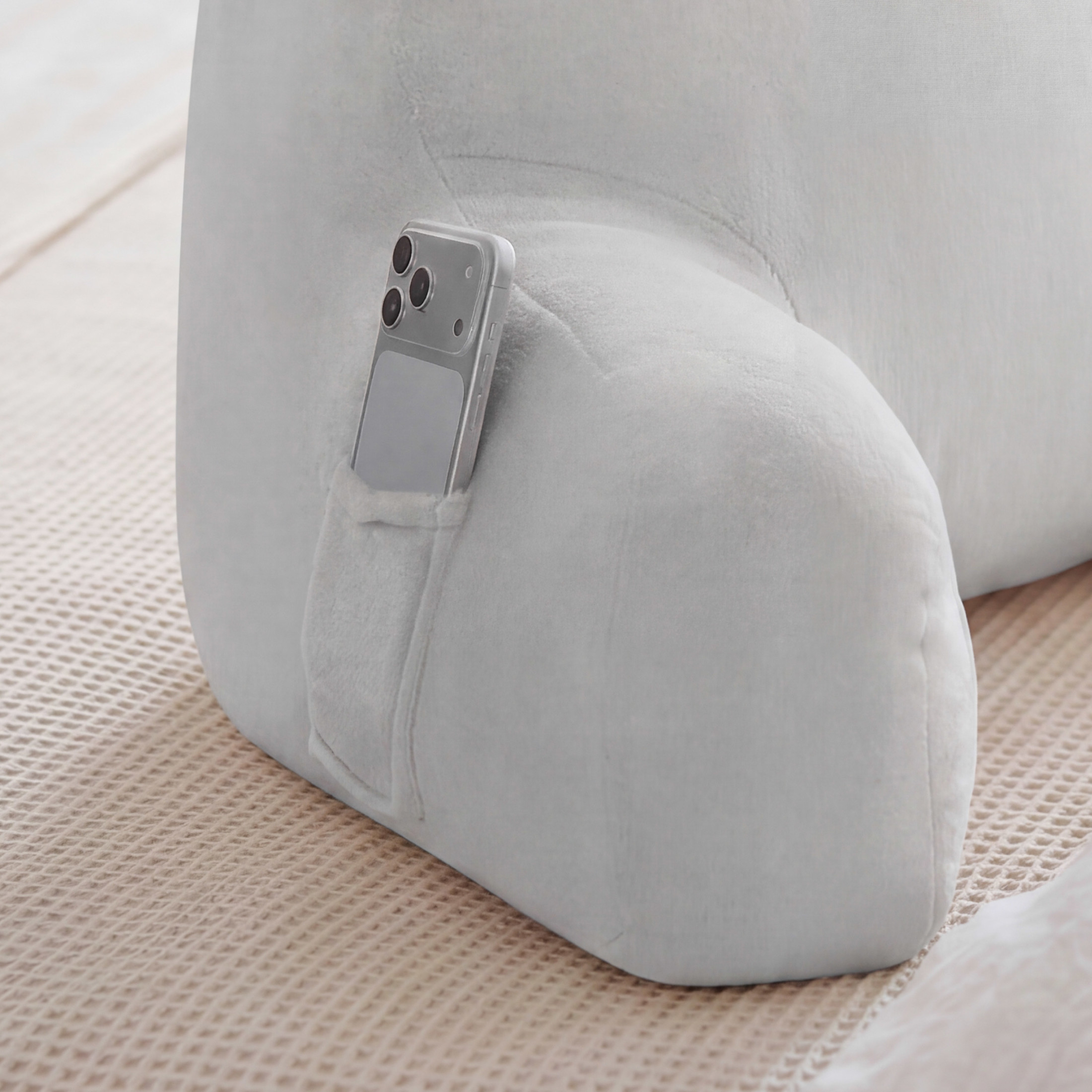 The Sheet Lab Plush Backrest Pillow, Gray, 30" x 17" x 17"