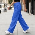 thumbnail image 5 of AherBiu Cargo Pants for Women Button Mid Rise Straight Leg Streetwear Juniors Cargos Loose Fitted Hiking Pants with Pockets(XX-Large,Blue), 5 of 8