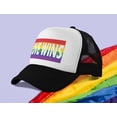 thumbnail image 4 of Purride Rainbow Hat LGBTQ Gifts Gay Pride Love is Love Trucker Hats Mesh Cap Cap One Size black/white, 4 of 5