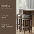thumbnail image 2 of Maven Lane Pullman Backless Bar Stool, Reclaimed Oak, Ronan Stone Vegan Leather, Set of 3, 2 of 6