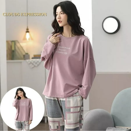 

QWZNDZGR Spring Autumn Quality Pure Cotton Elegant Womens Pajama Sets Pyjamas Casual Sleepwear Long Pijama Mujer Nightsuit Lounge Fashion