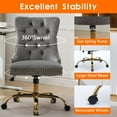 thumbnail image 5 of Pawverly Velvet Upholstered Office Chair, Tufted Button Swivel Desk Chair with Adjustable Height, Gold Metal Base & Wheels, Modern Vanity Chair, Gray, 5 of 9