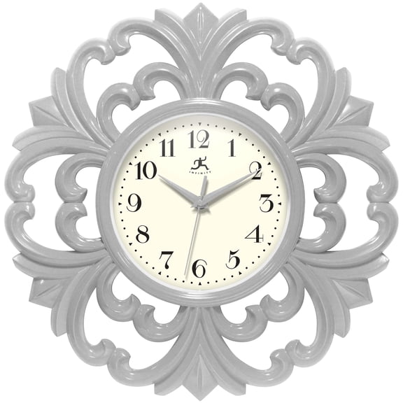 Infinity Instruments Wisteria Wall Clock, Stone Grey, 15.5 Inch