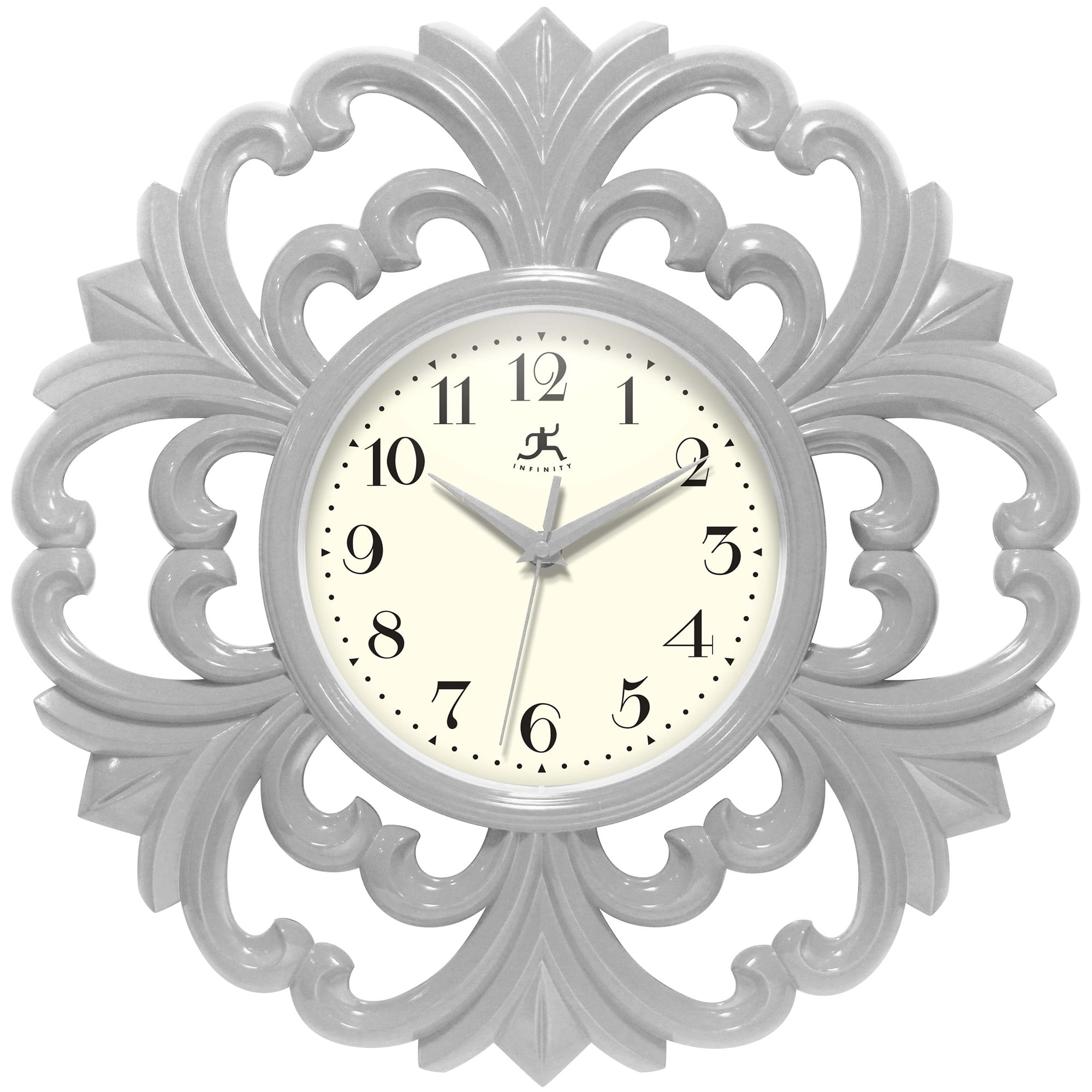 Infinity Instruments Wisteria Wall Clock, Stone Grey, 15 . 5 Inch