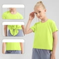 thumbnail image 2 of Girls Casual T-Shirts Loose Fit Solid Color Short Sleeve Tops for Girl Summer Crew Neck Yoga Quick Dry Shirt (Green 10 Years), 2 of 6