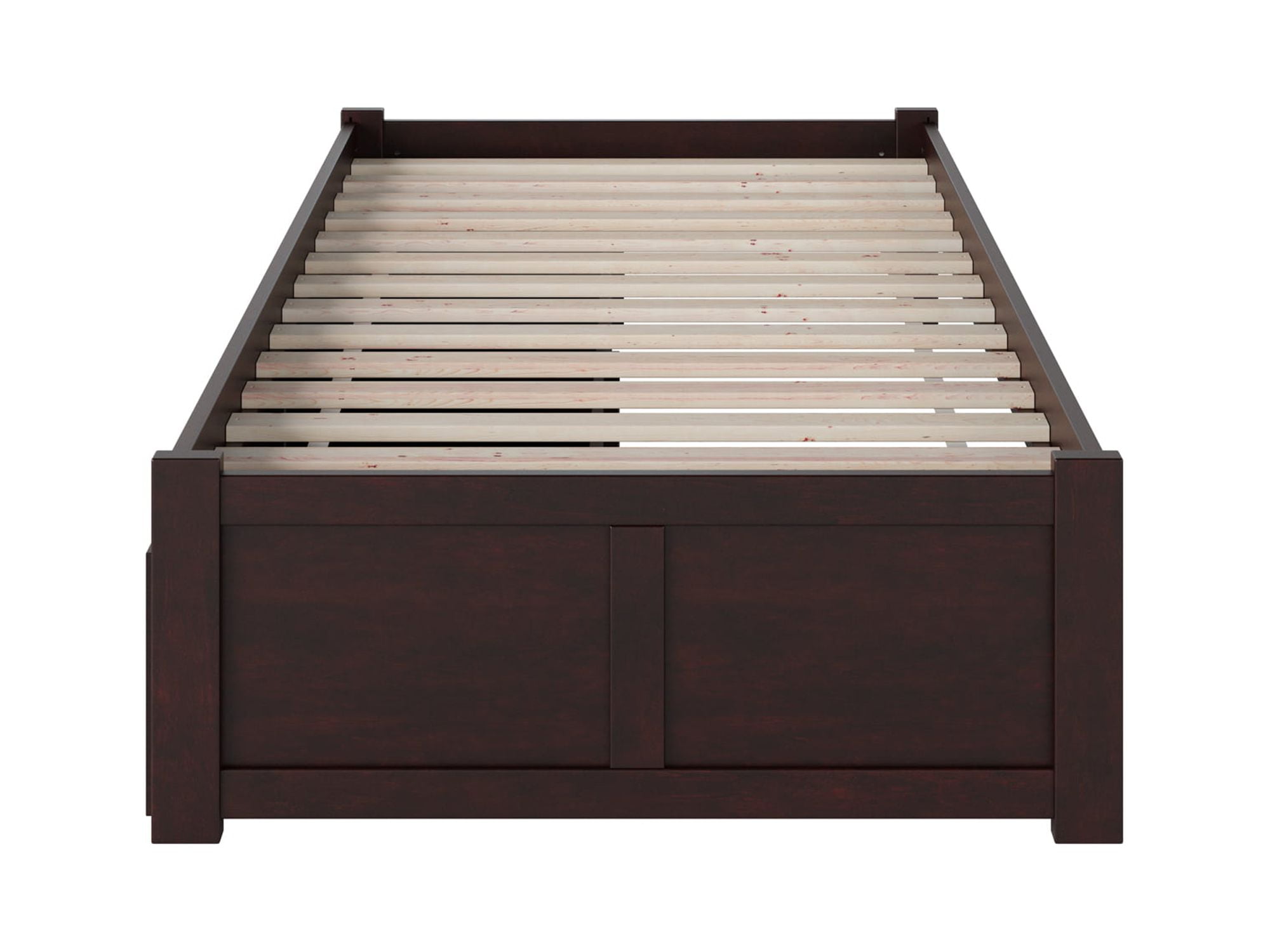 AFI Concord Twin Solid Wood Platform Bed with Footboard & 2 Storage Drawers in Espresso