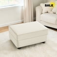 thumbnail image 2 of GZXS Modern Velvet Upholstered Ottoman Footrest with High-Density Sponge Seat & Solid Wood Frame, 300 lbs Weight Capacity (Beige), 2 of 6