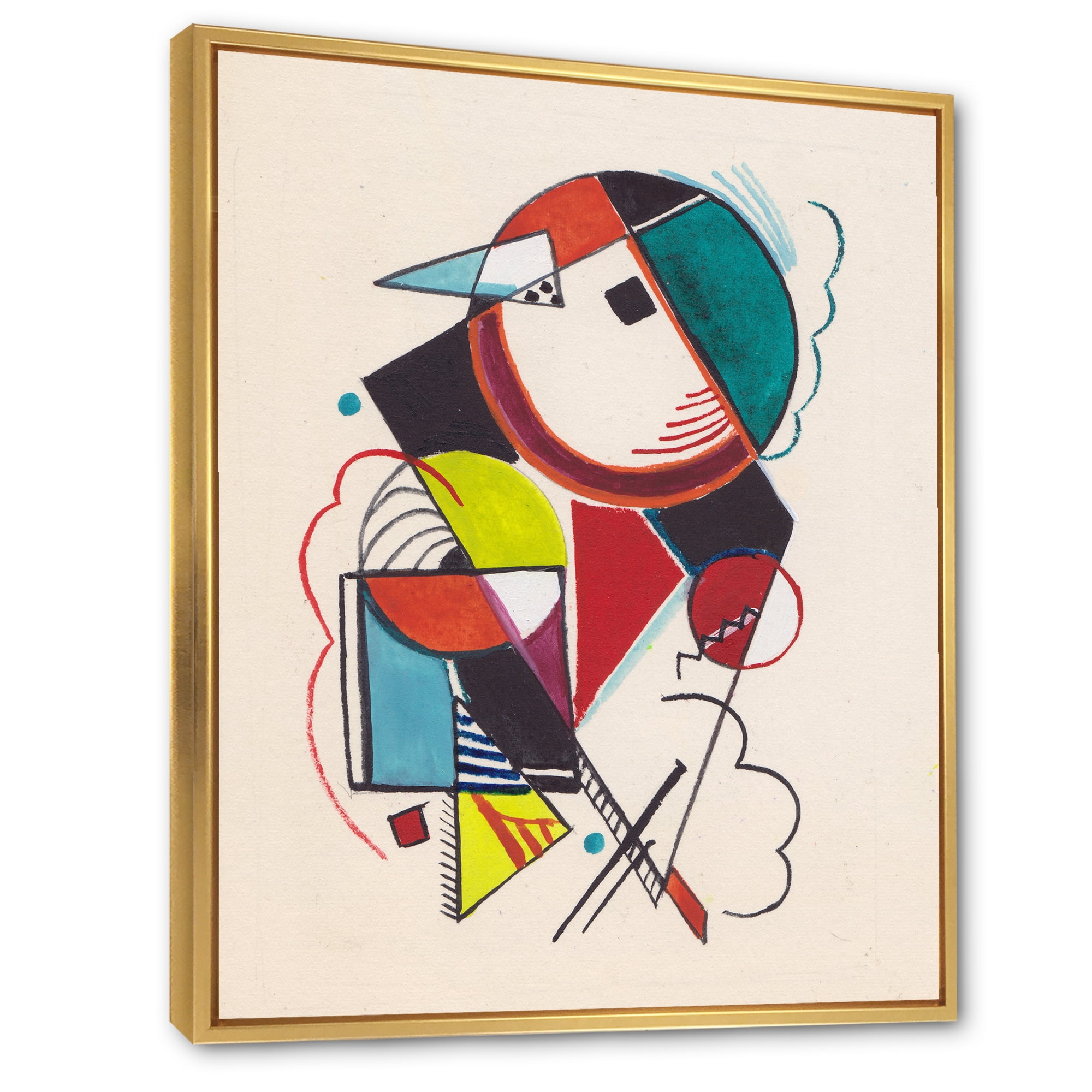 Designart 'Abstract Compositions Of Colored Geometric II' Modern Framed Canvas Wall Art Print