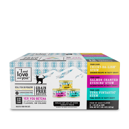 I and love and you" Naked Essentials Canned Wet Cat Food, Stew Variety Pack