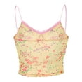 thumbnail image 3 of Coduop Women Summer Tank Tops Sling Vest Sleeveless Backless V Neck Lace Trim Floral Camisole, 3 of 6