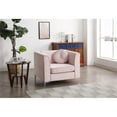 thumbnail image 2 of Maklaine Contemporary Soft Velvet Channel Tufted Chair in Pink, 2 of 5