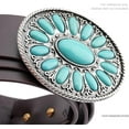 thumbnail image 7 of Western Oval Belt Buckle, Turquoise Flower Design, Fits 1.5 Inch Belts HRBK T6339, 7 of 7