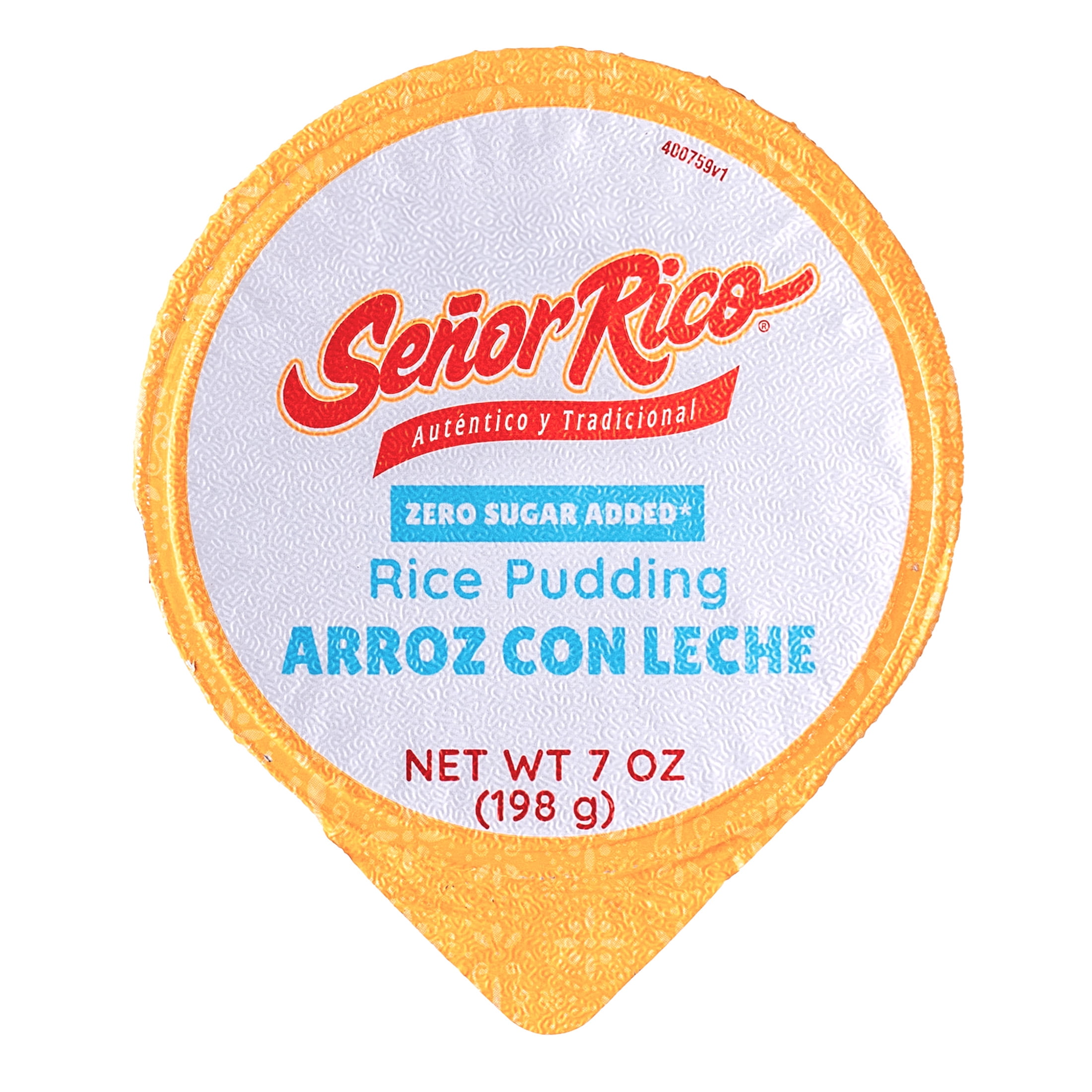 Senor Rico Zero Sugar Added Rice Pudding, 7 oz Serving Size, Plastic Cup, Refrigerated, Gluten-Free