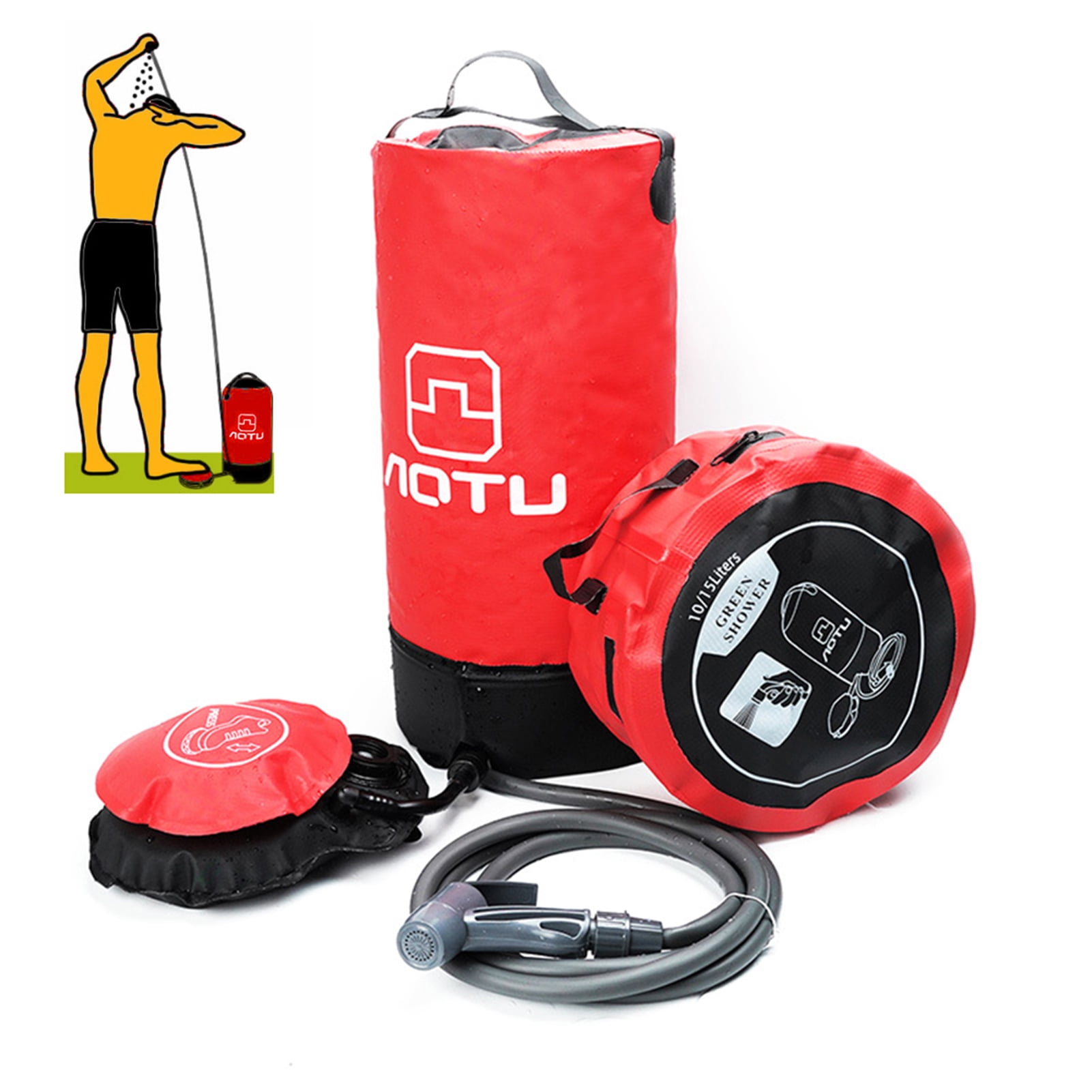 AOTU 11L PVC Outdoor Solar Hot Shower Bag,Inflatable Pressure Shower